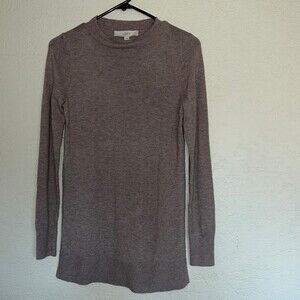 Loft Dusty Pink Ribbed Sleeve Tunic Sweater Size XS